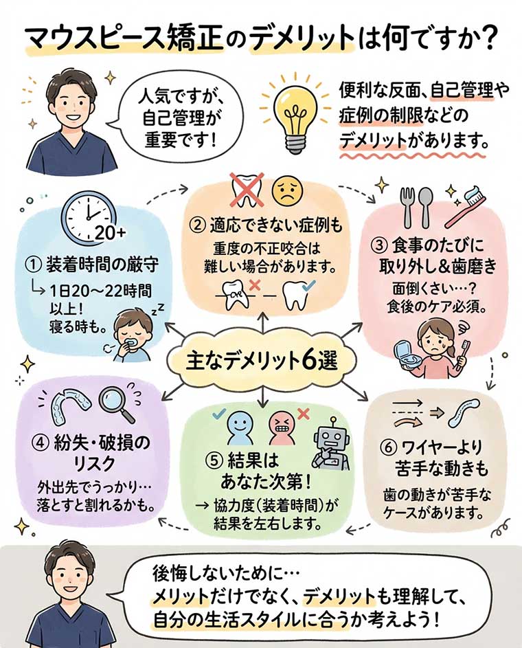 マウスピース矯正のデメリットは何ですか？の図解