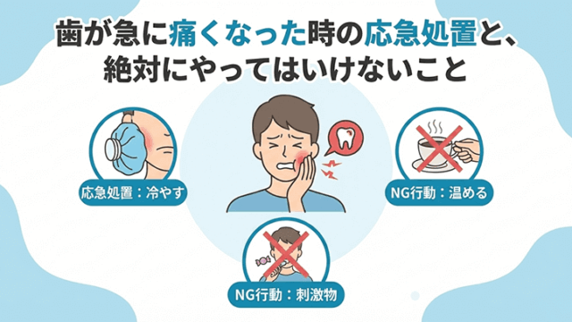 歯が急に痛くなった時の応急処置と、絶対にやってはいけないこと