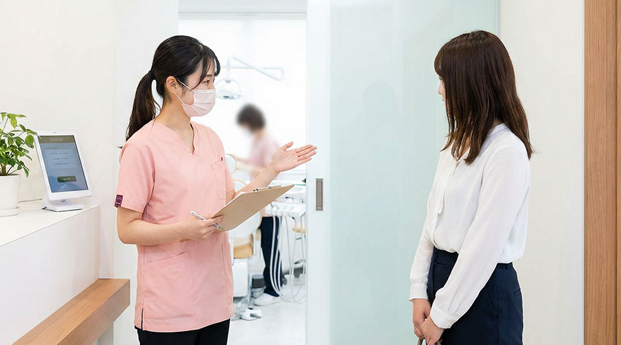 患者さんを案内する歯科スタッフ