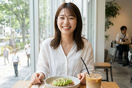 ランチを楽しむ女性