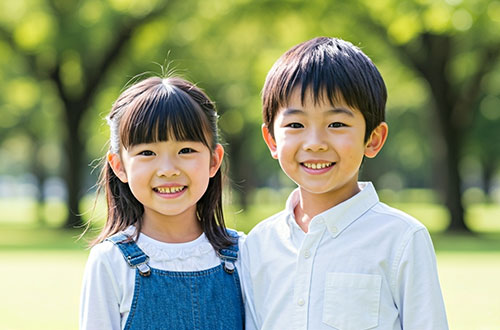 笑顔の兄妹