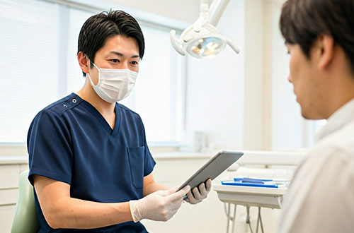 インプラントの説明をする歯科医師