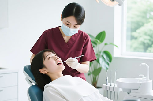 歯の定期健診を受診する女性