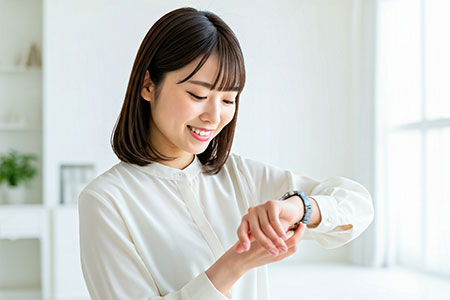 時間を確認する女性