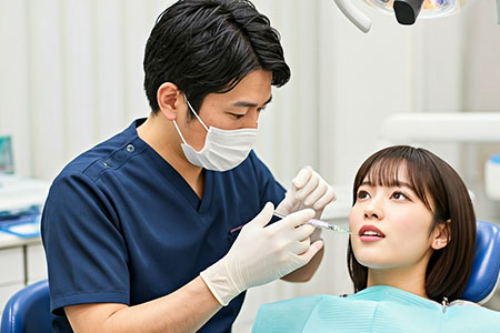 麻酔を行う歯科医師